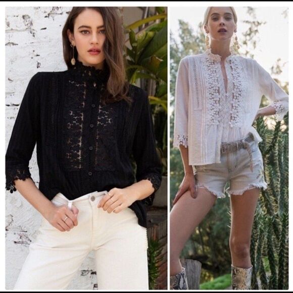 BLACK  Floral Lace Blouse - Picture 3 of 12